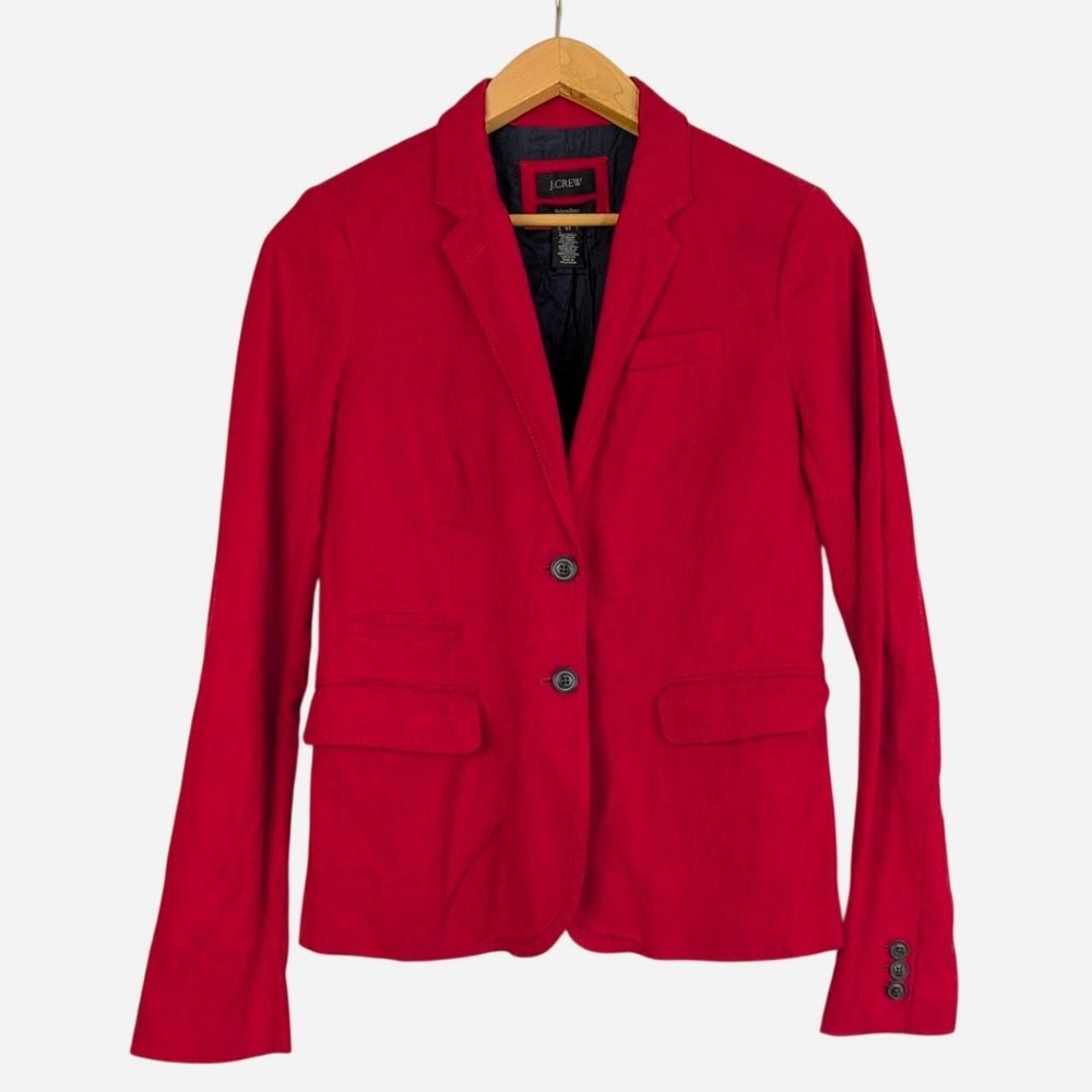J.Crew Schoolboy Blazer Red Metallic Thread Notched Lapel 6T / 6 Tall